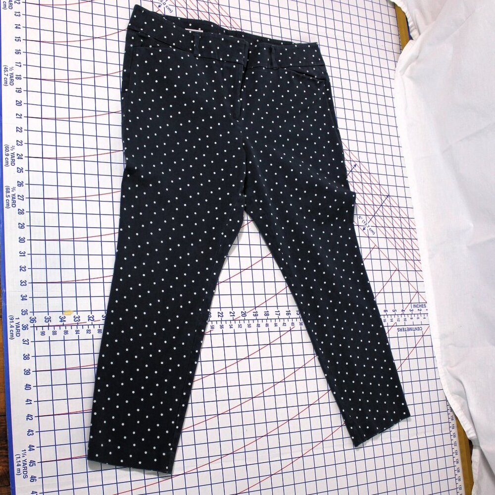 LOFT Outlet Skinny Ankle Pants Blue w/ White Polka Dots 14